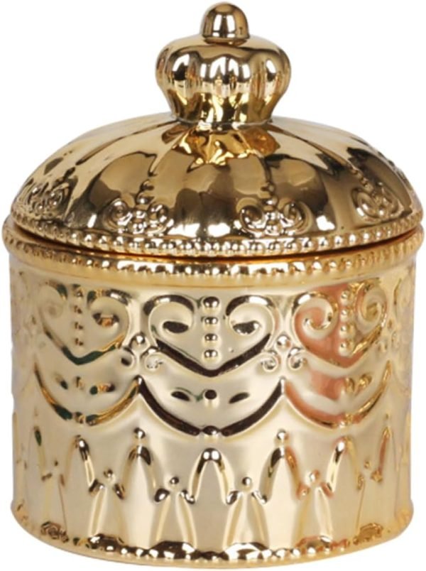 Decor 4pcs Jewelry Box Pressed Flower Necklace Embossment Jar Vanity Decor Retro Decor Practical Jar Candle Stands Decorative Tea Canister Coffee Jar Ceramics Storage Tank Multifunction