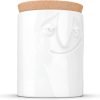 Decor PRODUCTS Porcelain Storage Jar, Charming Face Edition, 57 Oz. White (Single Jar) with Natural Cork Lid