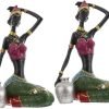 Decor 2 Pcs African Woman Ornament Resin Statue Dragon Keychain Black Women Figurine Crafted African Figurine Ethnic Figurine House Decorations for Home Tribal Miss Human Body Gift
