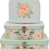 Decor Paperboard Suitcases (Set of 3) Decorative Storage Boxes Storage Gift Boxes With Lids for Photo Storage Home Decoration, Wedding, Birthday, Anniversary and New Year Gift Decoration (Blossom and Dots)