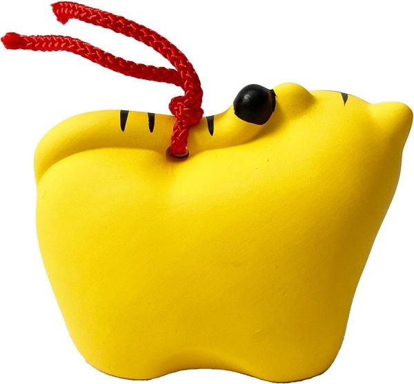 Decor Cute Yellow Tiger of  Japanese Zodiac Pottery Room Ornament. for Happy New Year! Bell Design