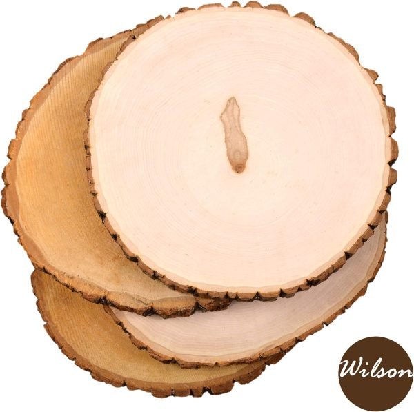 Decor 4 Pack Basswood Round Rustic Wood Slice, Sanded Side, 9-12" Diameter, Excellent for Wedding Centerpiece, DIY Woodland Projects, Table Chargers, Pyrography, and Country Decor