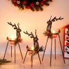 Decor Set of 3 Reindeer Tealight Candle Holders, Standing Iron Metal Christmas Decorations, Glass Votive Candle Holder, Durable and Rust-Proof Holiday Tabletop Centerpiece and Display