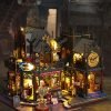 Decor DIY Miniature Dollhouse Kit Magic Castle,Tiny House to Build Live in,Mini Handmade Unzip 3D Wooden Puzzle Furnishing Decor Model(ES012-Holo Magic City)