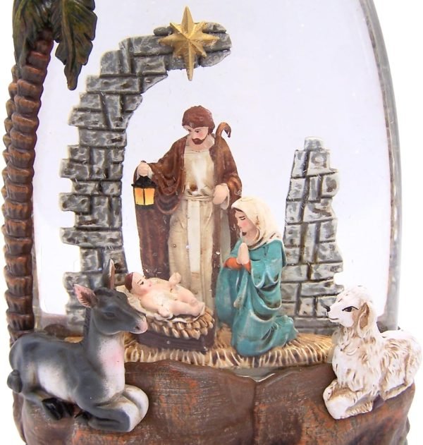 Decor Lighted Water Globe with a Nativity Scene and Swirling Glitter, Freestanding Christmas Decoration, Religious Holiday D??cor, 8.75 Inches High