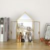 Decor 2 Tier Clear Glass Storage Box, Gold Mirrored Jewelry Makeup Display Organizer Case, Decorative Tower box Storage for Trinket Perfume Lipstick Figure Statue Toy Display, House Shape