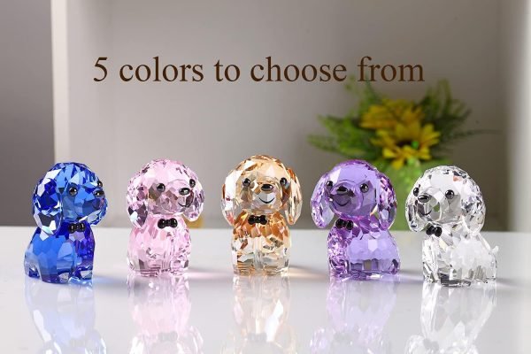 Decor Crystal Dog Puppy Cute Valentines Day Sweet Gifts Figurine Collection Animal Collectible Ornament Lovely (Gold)
