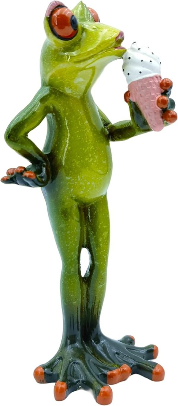 Decor Frog Figurines Decor Funny Cute Craft Resin Frog Sculpture Statue for Home Office Desk Tabletop Bathroom Decoration, Ornament Gift (Fishing Frog)