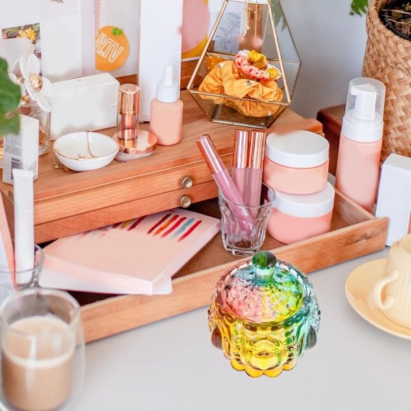 Decor 2pcs colorful glass jar old glass crystal cookie jar glass bowls with lids glass decorative jar glass candy jar candy dish with lid clear jar Glass Gift Organizer biscuit Candy box