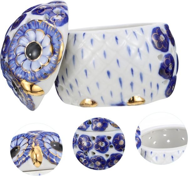 71AzRsfR_5L._AC_SL1500 Decor Owl Jewelry Box Ceramic Owl Jar with Lid Owl Shape Aroma Jar Desktop Decor Ceramic Desktop Ornament Meditation Aromatherapy Organizer Ceramic Storage Jar Aromatherapy Decoration