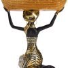 Decor Resin Traditional Ethnic Dress Black Woman Tray Statue for Candy Jewelry Ring Fruit, Living Room Dining Table Bedroom Ornament Decoration TQGJBS337