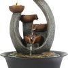 Decor Indoor Fountains Tabletop Fountain Indoor Waterfall Fountain Stacked Rocks Water Feature Feng Shui Zen Meditation Relaxation Desktop Fountain with LED Light for Home and Office Decor(Style 8)