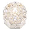 Decor Vintage Jewelry Box for Women 1950s, Trinket Boxes Crystal Small Jewelry Box for Girls, Ring &Earring Holder Organizer, Antique Jewelry Case, White Jewelry Box with Pearl and Rhinestone