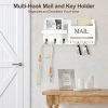 Decor Organizer for Wall Mount ?C Key Holder with Shelf Includes Letter Holder and Hooks for Hallway Farmhouse Decor ?C Rustic Wood with Flush Mounting Hardware (16.5?? x 9.1?? x 3.4??) (White)
