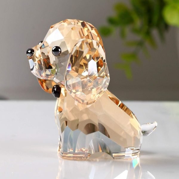 Decor Crystal Dog Puppy Cute Valentines Day Sweet Gifts Figurine Collection Animal Collectible Ornament Lovely (Gold)