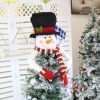 Decor Christmas Tree Topper Snowman Top Hugger for Xmas Tree Holiday Decorations Winter Wonderland Decoration New Year Decorations Ornament with Hat Shawl and Poseable Arms