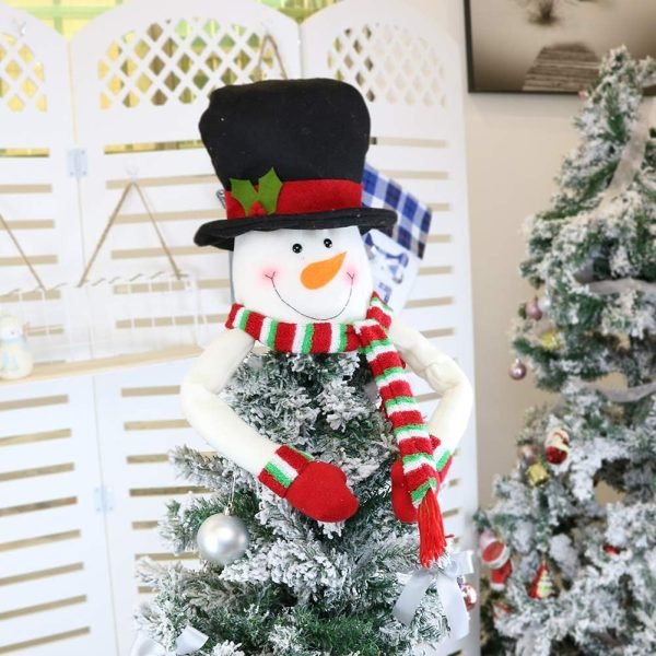 Decor Christmas Tree Topper Snowman Top Hugger for Xmas Tree Holiday Decorations Winter Wonderland Decoration New Year Decorations Ornament with Hat Shawl and Poseable Arms