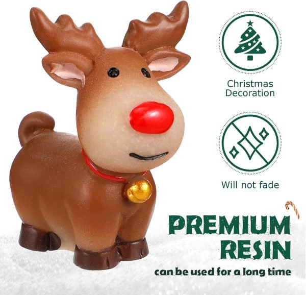 Decor 5 Pcs Mini Reindeer Statue Cartoon Antler Deer Elk Pattern Figurine Animal Cake Topper Desktop Decorative Ornaments for Children Kids Style 1