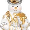 Decor Miss Christmas Collection Fancy Snowman Blown Glass Christmas Tree Ornament (Elegant White Snowman)