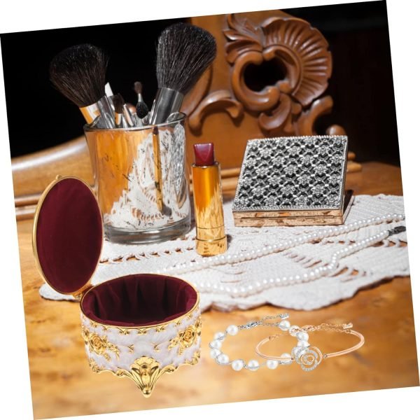 Decor 3pcs Enamel Jewelry Box Jewelry Organizer Earring Organizer Holder Vintage Jewelry Holder Desktop Ornament Necklace Holder Candy Holder Decorative Box Alloy Antique Travel