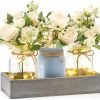 Decor Jar Lights Centerpiece Table Decorations for Dining Room Farmhouse Coffee Table Decor Tray with 3 Jars Flowers Christmas Centerpieces Decor for Kitchen Living Dining Room, Orange