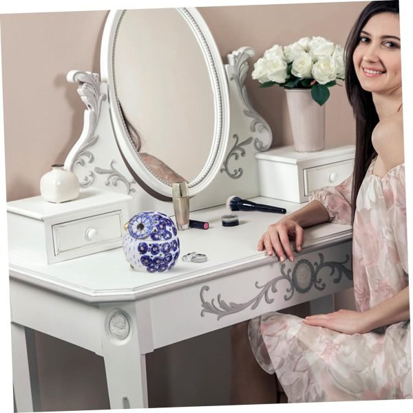 71LhATiLw7L._AC_SL1500 Decor Owl Jewelry Box Meditation Aromatherapy Organizer Owl Shape Jar with Lid Aromatherapy Decoration Owl Shape Aroma Jar Ceramic Owl Jar Desktop Decor Ceramic Storage Jar