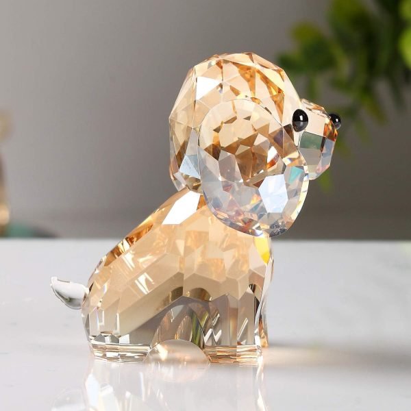 Decor Crystal Dog Puppy Cute Valentines Day Sweet Gifts Figurine Collection Animal Collectible Ornament Lovely (Gold)