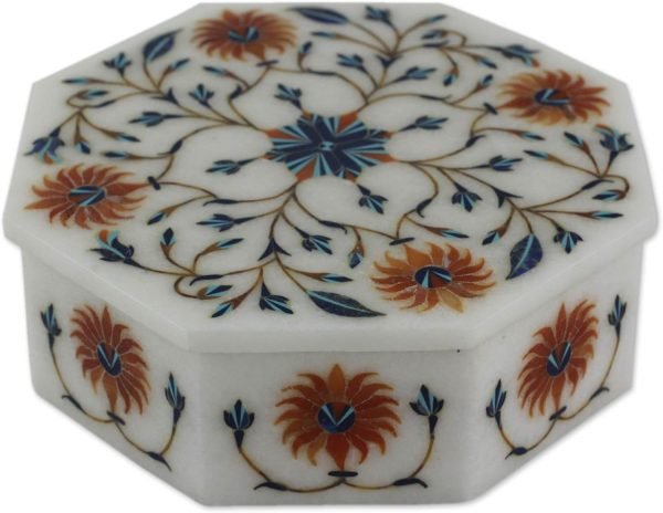 71PQiZ9PPrL._AC_SL1500 Decor Mughal Garland Marble Inlay Jewelry Box