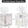 Decor Wood Carved Tissue Box Cover Square Tissue Holder Whitewashed Tree of Life Design Rustic Vintage Home Decor for Bathrooom Bedroom Living Room
