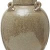 Decor Stoneware Cachepot, Brown Reactive Glaze Decorative Storage, 6" L x 6" W x 9" H