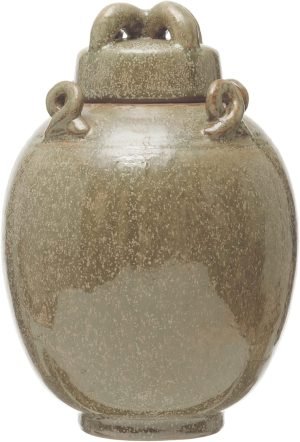 71QqRpoajHL._AC_SL1500 Decor Stoneware Cachepot, Brown Reactive Glaze Decorative Storage, 6" L x 6" W x 9" H