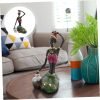 Decor 2 Pcs African Woman Ornament Resin Statue Dragon Keychain Black Women Figurine Crafted African Figurine Ethnic Figurine House Decorations for Home Tribal Miss Human Body Gift