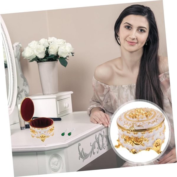 Decor 3pcs Enamel Jewelry Box Jewelry Organizer Earring Organizer Holder Vintage Jewelry Holder Desktop Ornament Necklace Holder Candy Holder Decorative Box Alloy Antique Travel