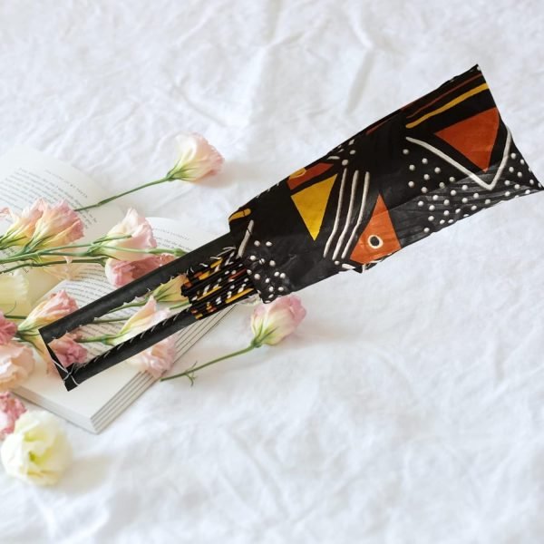 Decor Handmade African Fan-Round Folding Handheld Fan for Costume, Dance, Party, Festival, Summer, Home Decor - Traditional Ankara Fabric Fan with Colorful Ethnic Print, Leather Handle (Design 11)