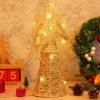 Decor Angel Christmas Tree Topper Gold Glitter Christmas Treetop Decoration Coated Metal Angel Xmas Tree Topper Ornaments for Holiday Home Office Shopping Mall Decor