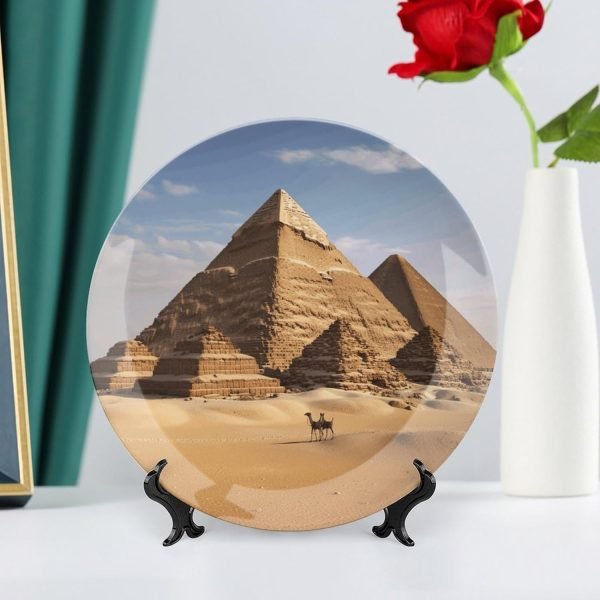 71X4EfXU9yL._AC_SL1500 Decor Ancient Egypt Pyramid Ceramic Decorative Plate Bone China Decorative Plates with Display Stand Dinner Plates Art Crafts Ceramic Ornaments for Wall Hanging Decoration
