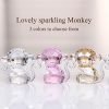 Decor Crystal Cheerful Monkey Cute Animals Lovely Craft Decorations for Home Ornaments Christmas Collectible Birthday Gifts Figurines (White)