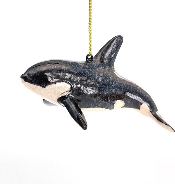 Decor Hand-Painted Dolphin Ornament (Mother and Child) - Unique Coastal Christmas Decor for Your Tree, Ideal for Baby's First Christmas, Beach Themed, Blue Ornaments, or Nautical Xmas Trees