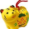 Decor Cute Yellow Tiger of  Japanese Zodiac Pottery Room Ornament. for Happy New Year! Bell Design