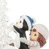Decor Precious Moments Light Up Figurine | Tree-mendous Fun Girl with Penguins | LED Lighted Resin/Acrylic Tabletop Christmas Tree Figurine | Holiday Decor & Gift | Hand-Painted