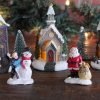 Decor Miniature LED Lighted 10-Piece Christmas Village Scene with Santa - Small Decorative Mini Light Up Tabletop Mantel Shelf Xmas Winter Decorations Home Decor