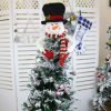 Decor Christmas Tree Topper Snowman Top Hugger for Xmas Tree Holiday Decorations Winter Wonderland Decoration New Year Decorations Ornament with Hat Shawl and Poseable Arms