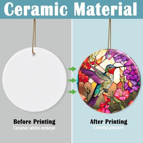 Decor Christmas Ornament, Christmas Decoration, Holiday Present Idea, Heirloom Keepsake, Round Ceramic, Gift Exchange, Gift Idea, Hummingbird