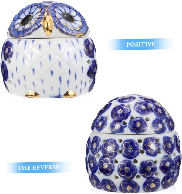 71g115ApxTL._AC_SL1500 Decor Owl Jewelry Box Meditation Aromatherapy Organizer Owl Shape Jar with Lid Aromatherapy Decoration Owl Shape Aroma Jar Ceramic Owl Jar Desktop Decor Ceramic Storage Jar