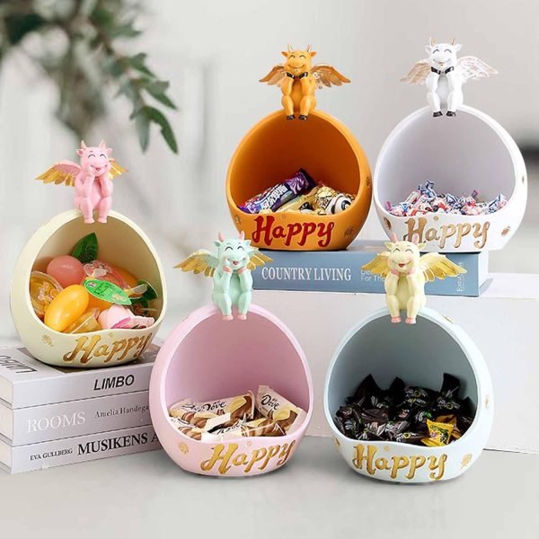 71j66TimyJL._AC_SL1500 Decor Decorative Bowl for Keys Entryway, Home Living Room Candy Bowl, Creative Cow Resin Figurine, Storage Box,White