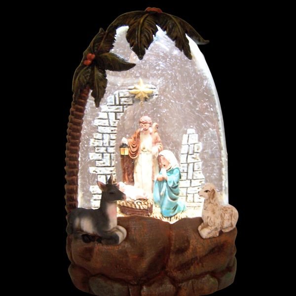 Decor Lighted Water Globe with a Nativity Scene and Swirling Glitter, Freestanding Christmas Decoration, Religious Holiday D??cor, 8.75 Inches High