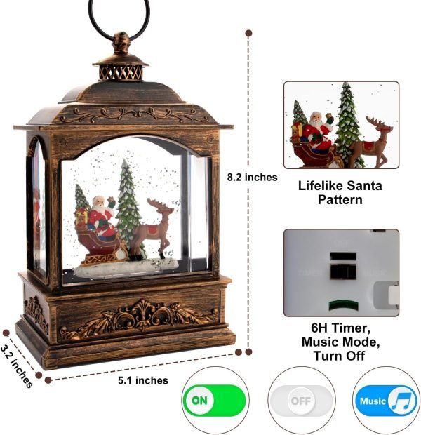 71jcyxciC4L._AC_SL1500 Decor Musical Christmas Snow Globes Lantern, Lighted Santa Water Lantern with Timer & Swirling Snow Effect | USB Powered & Battery Operated Glitter Globe for Holiday Decoration Indoor Home Decor Gift