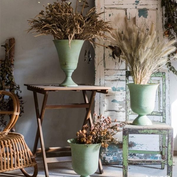 Decor Artificial Flower Decoration Flower Vase Large Iron Goblet Vase Storage Basket for Creative Decoration Vintage Flower Pot Balcony Unique Garden Sculpture
