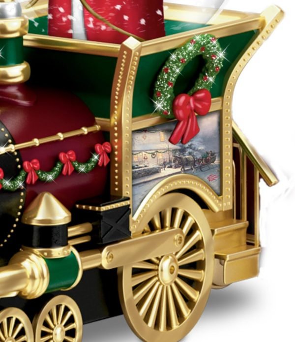 Decor Thommas Kinkade Santa Claus is Comin' to Town Musical Snowglobe Train Car by The Bradford Exchange