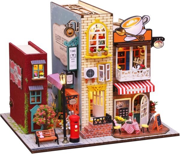 Decor DIY Miniature Dollhouse Wooden Furniture Kit,Handmade Mini Modern Villa Model,1:24 Scale Creative Doll House Toys ES009